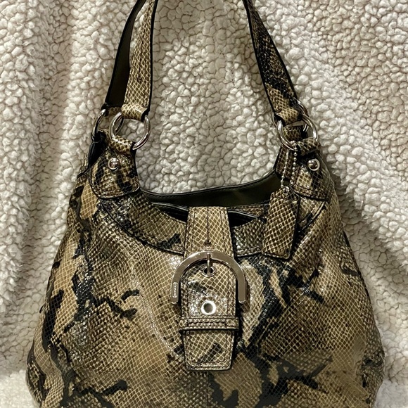Coach Soho Lynn Faux Python Embossed 3 Compartment Snakeskin Hobo Bag - Picture 1 of 10